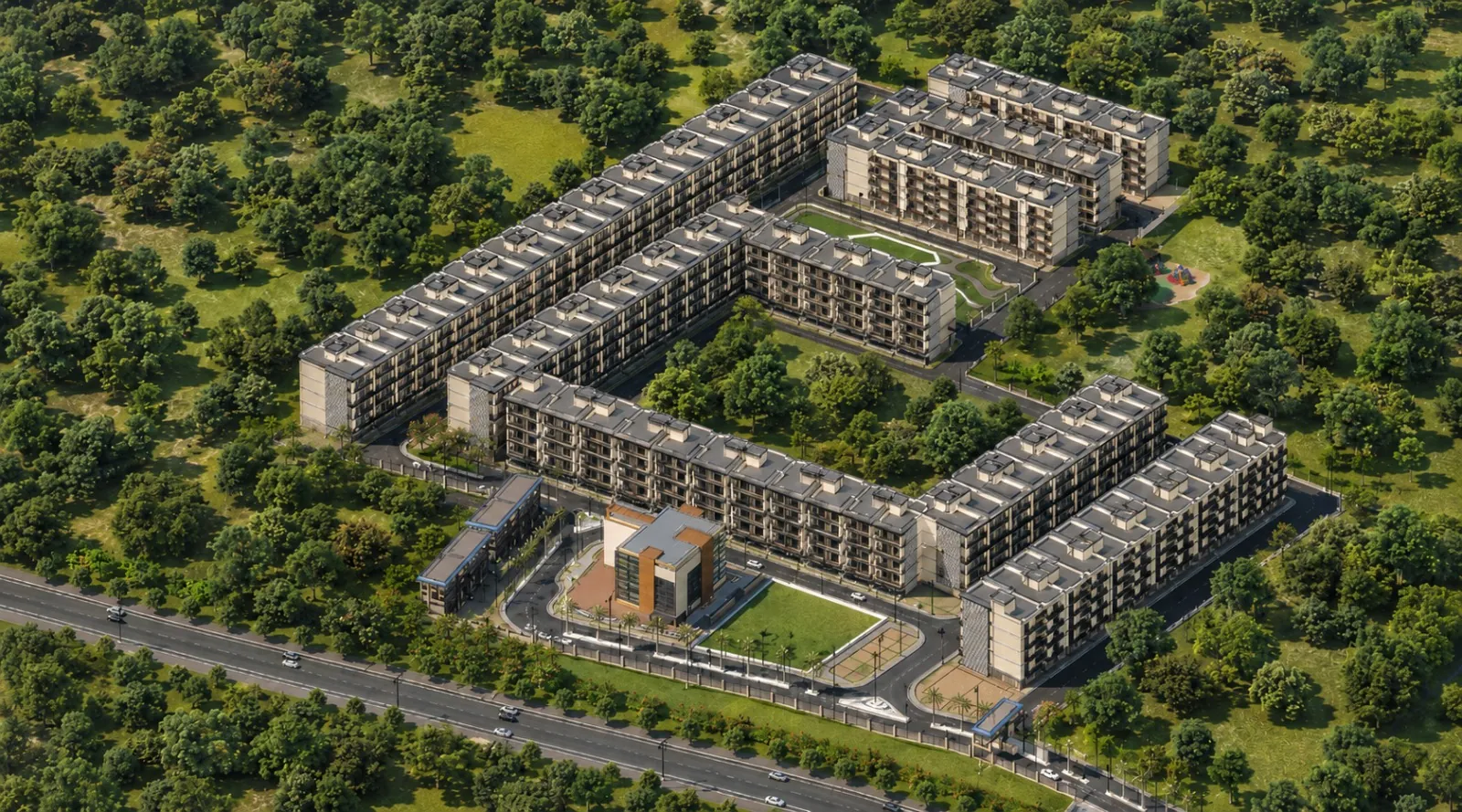Golden Avenue Haridwar — aerial of the 4 BHK riverside township
